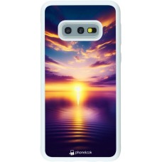 Coque Samsung Galaxy S10e - Silicone rigide blanc Coucher soleil jaune violet