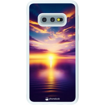 Coque Samsung Galaxy S10e - Silicone rigide blanc Coucher soleil jaune violet