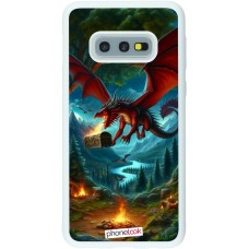 Coque Samsung Galaxy S10e - Silicone rigide blanc Dragon Volant Forêt Trésor