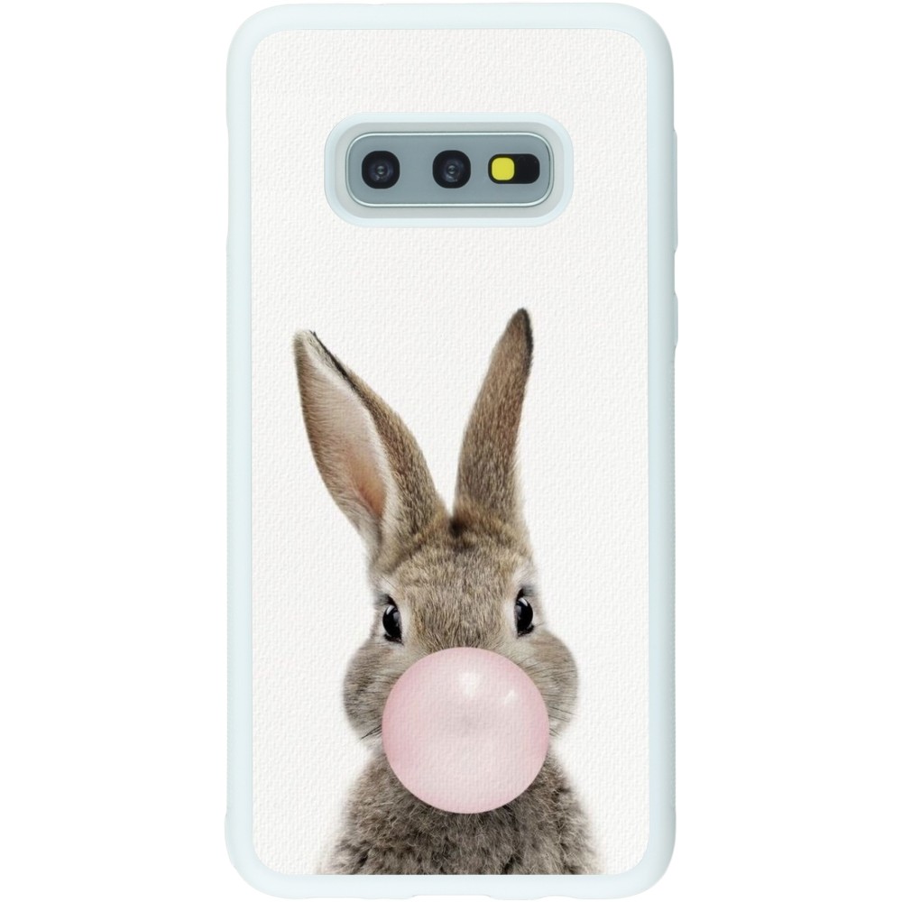 Coque Samsung Galaxy S10e - Silicone rigide blanc Easter 2023 bubble gum bunny