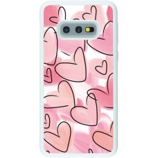 Coque Samsung Galaxy S10e - Silicone rigide blanc Easter 2023 pink hearts