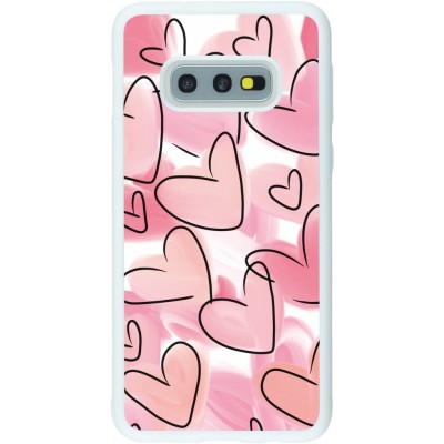 Coque Samsung Galaxy S10e - Silicone rigide blanc Easter 2023 pink hearts