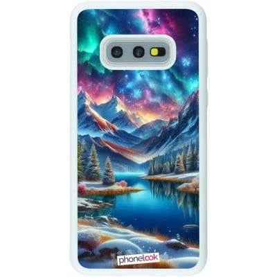 Coque Samsung Galaxy S10e - Silicone rigide blanc Fantasy Mountain Lake Sky Stars