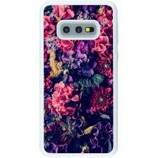 Coque Samsung Galaxy S10e - Silicone rigide blanc Flowers Dark