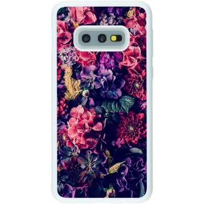 Coque Samsung Galaxy S10e - Silicone rigide blanc Flowers Dark