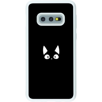 Coque Samsung Galaxy S10e - Silicone rigide blanc Funny cat on black