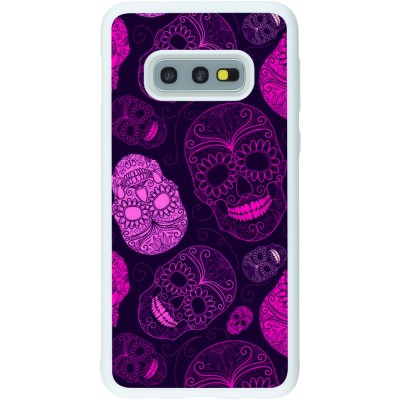 Coque Samsung Galaxy S10e - Silicone rigide blanc Halloween 2023 pink skulls