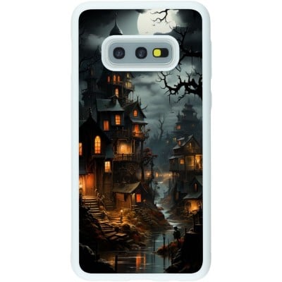 Coque Samsung Galaxy S10e - Silicone rigide blanc Halloween 2024 scary town