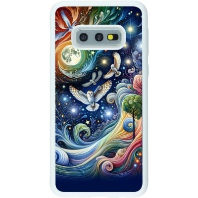 Coque Samsung Galaxy S10e - Silicone rigide blanc hibou volant floral