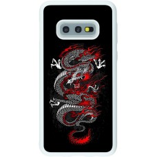 Coque Samsung Galaxy S10e - Silicone rigide blanc Japanese style Dragon Tattoo Red Black