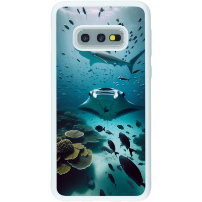 Coque Samsung Galaxy S10e - Silicone rigide blanc Manta Lagon Nettoyage