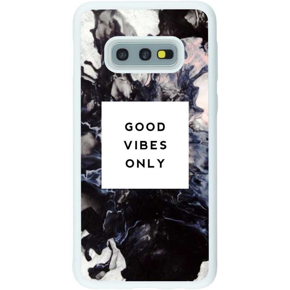 Coque Samsung Galaxy S10e - Silicone rigide blanc Marble Good Vibes Only