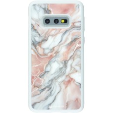 Coque Samsung Galaxy S10e - Silicone rigide blanc Marbre Rose Lumineux