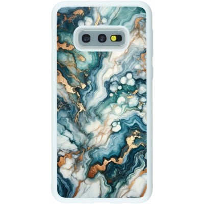 Coque Samsung Galaxy S10e - Silicone rigide blanc Marbre Vert Bleu Doré