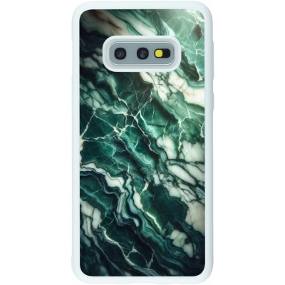 Coque Samsung Galaxy S10e - Silicone rigide blanc Marbre vert majestueux