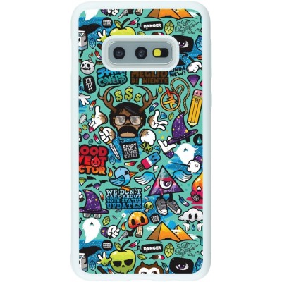 Coque Samsung Galaxy S10e - Silicone rigide blanc Mixed Cartoons Turquoise