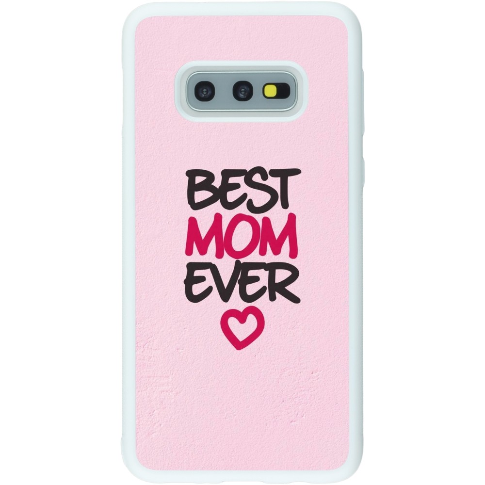 Coque Samsung Galaxy S10e - Silicone rigide blanc Mom 2023 best Mom ever pink