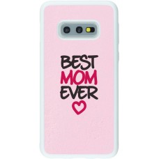 Coque Samsung Galaxy S10e - Silicone rigide blanc Mom 2023 best Mom ever pink