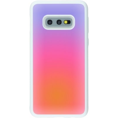 Coque Samsung Galaxy S10e - Silicone rigide blanc Orange Pink Blue Gradient