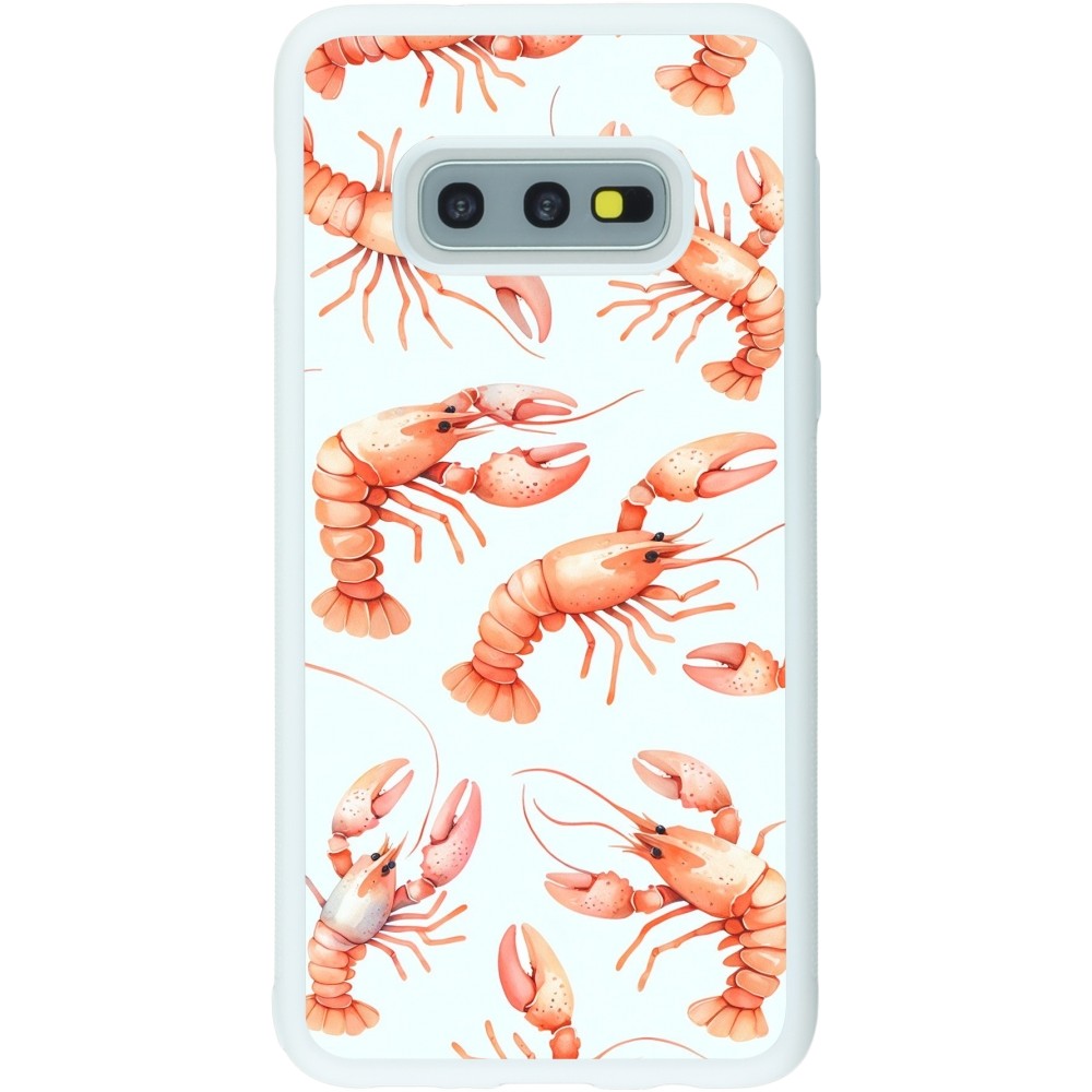 Coque Samsung Galaxy S10e - Silicone rigide blanc Pattern de homards pastels