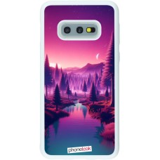 Coque Samsung Galaxy S10e - Silicone rigide blanc Paysage Violet-Rose