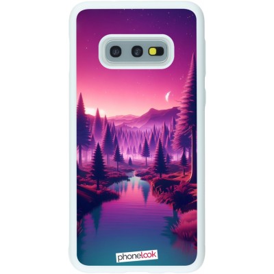 Coque Samsung Galaxy S10e - Silicone rigide blanc Paysage Violet-Rose