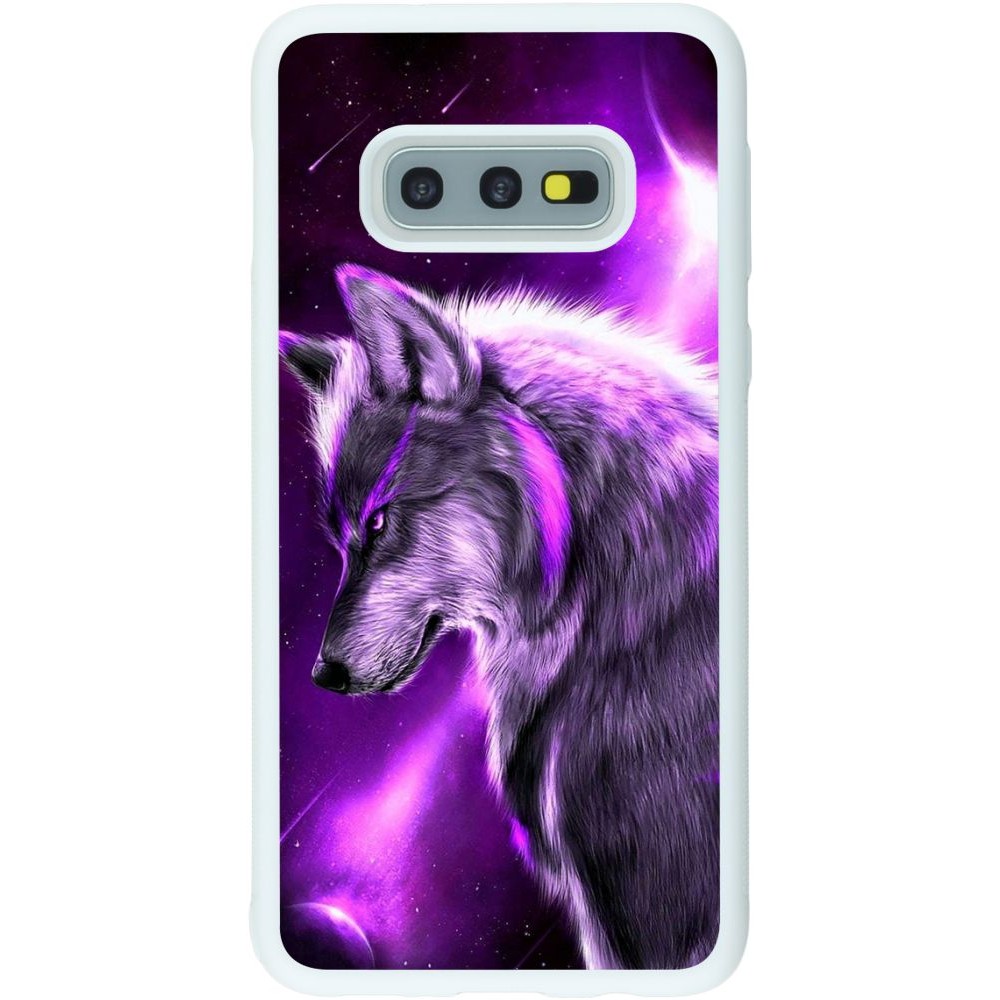 Coque Samsung Galaxy S10e - Silicone rigide blanc Purple Sky Wolf