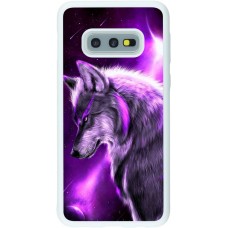 Coque Samsung Galaxy S10e - Silicone rigide blanc Purple Sky Wolf