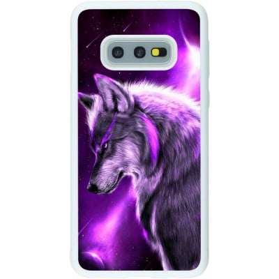 Coque Samsung Galaxy S10e - Silicone rigide blanc Purple Sky Wolf