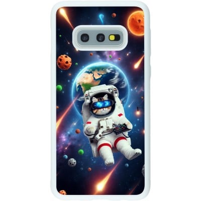 Coque Samsung Galaxy S10e - Silicone rigide blanc VR SpaceCat Odyssey