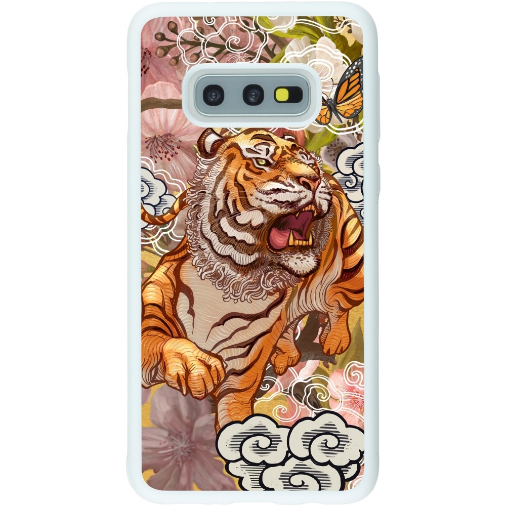 Coque Samsung Galaxy S10e - Silicone rigide blanc Spring 23 japanese tiger