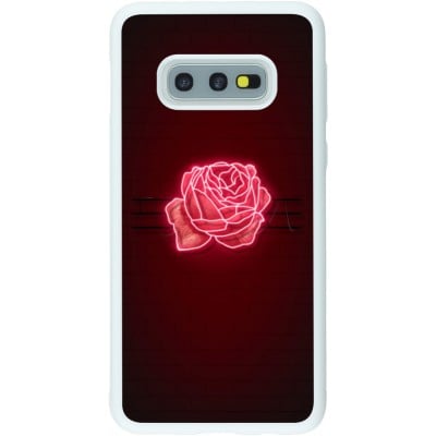 Coque Samsung Galaxy S10e - Silicone rigide blanc Spring 23 neon rose