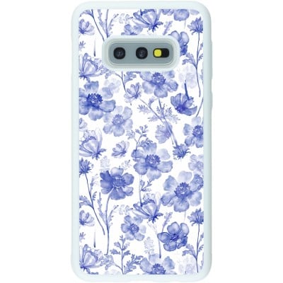 Coque Samsung Galaxy S10e - Silicone rigide blanc Spring 23 watercolor blue flowers