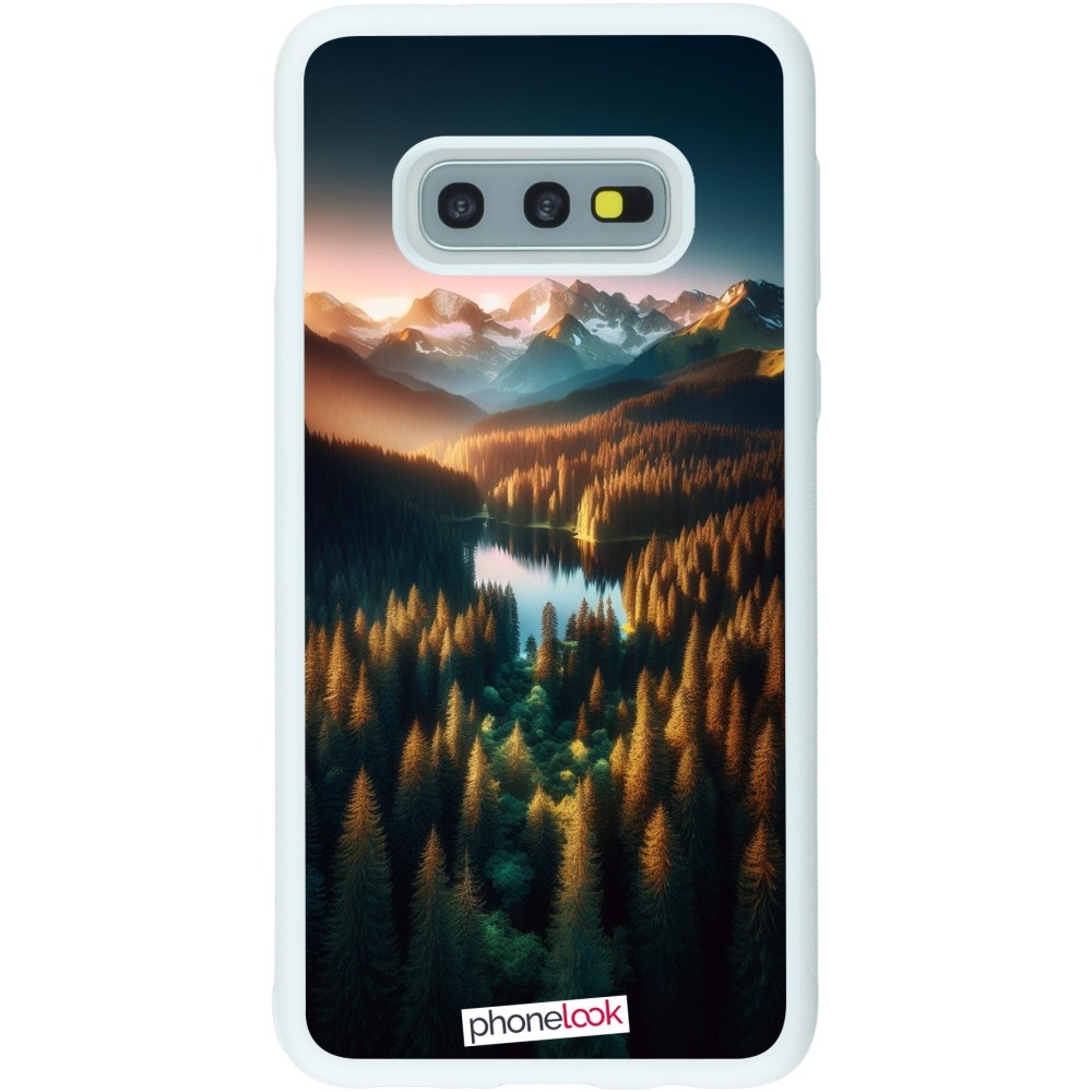 Coque Samsung Galaxy S10e - Silicone rigide blanc Sunset Forest Lake