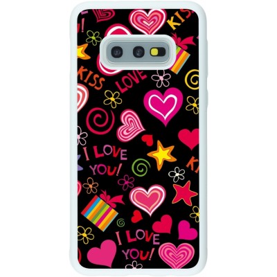 Coque Samsung Galaxy S10e - Silicone rigide blanc Valentine 2023 love symbols