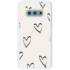 Coque Samsung Galaxy S10e - Silicone rigide blanc Valentine 2023 minimalist hearts