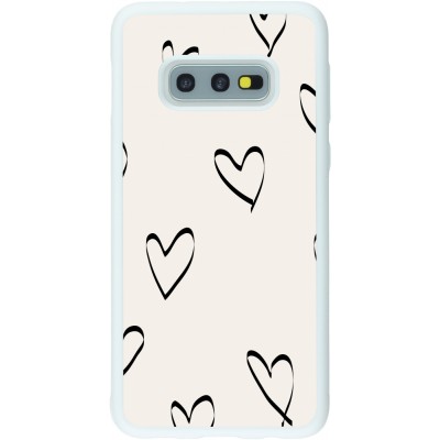 Coque Samsung Galaxy S10e - Silicone rigide blanc Valentine 2023 minimalist hearts