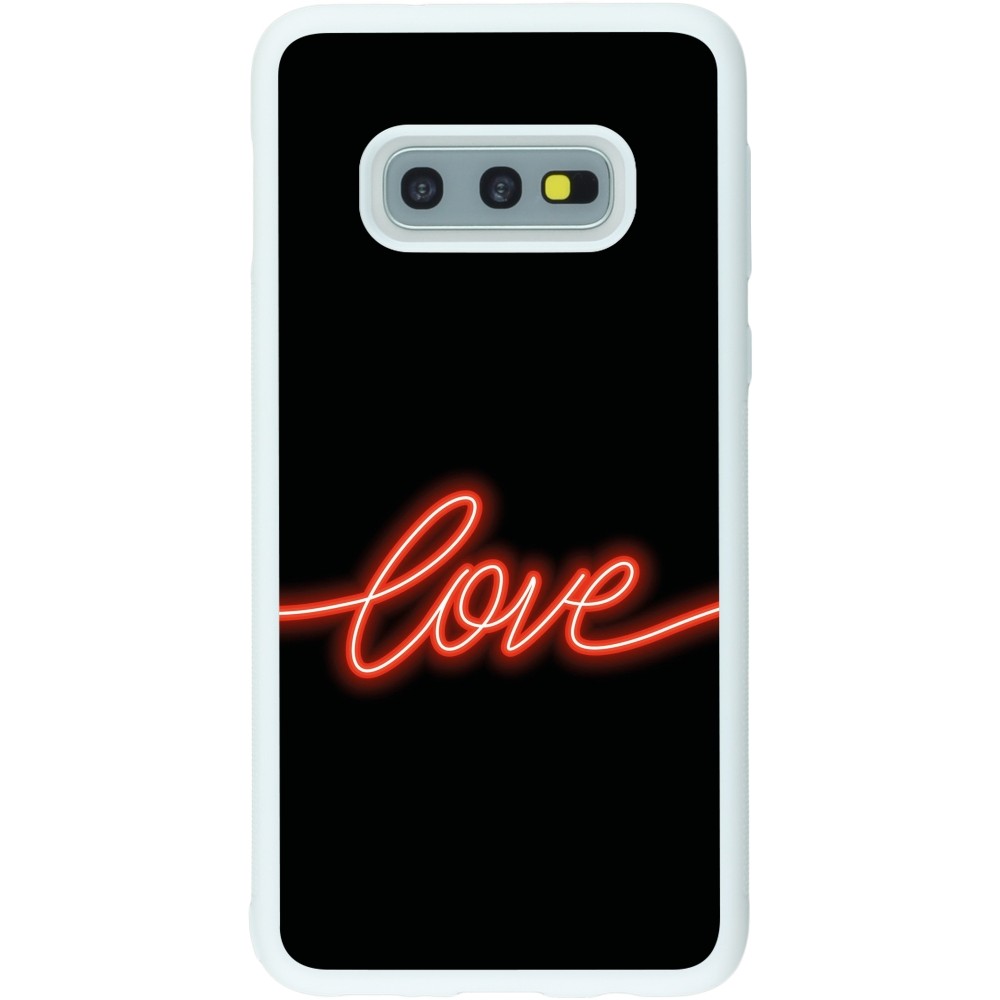 Coque Samsung Galaxy S10e - Silicone rigide blanc Valentine 2023 neon love