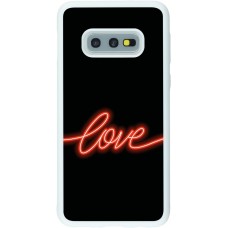 Coque Samsung Galaxy S10e - Silicone rigide blanc Valentine 2023 neon love