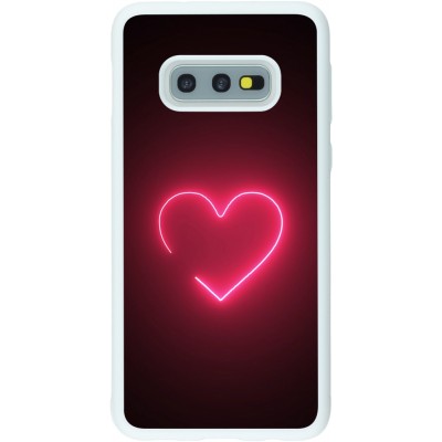 Coque Samsung Galaxy S10e - Silicone rigide blanc Valentine 2023 single neon heart