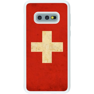 Coque Samsung Galaxy S10e - Silicone rigide blanc Vintage Flag SWISS