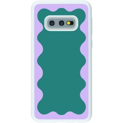 Coque Samsung Galaxy S10e - Silicone rigide blanc Wavy Rectangle Green Purple