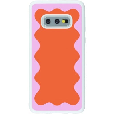 Coque Samsung Galaxy S10e - Silicone rigide blanc Wavy Rectangle Orange Pink