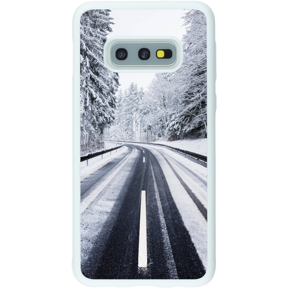 Coque Samsung Galaxy S10e - Silicone rigide blanc Winter 22 Snowy Road