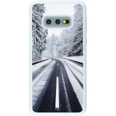 Coque Samsung Galaxy S10e - Silicone rigide blanc Winter 22 Snowy Road