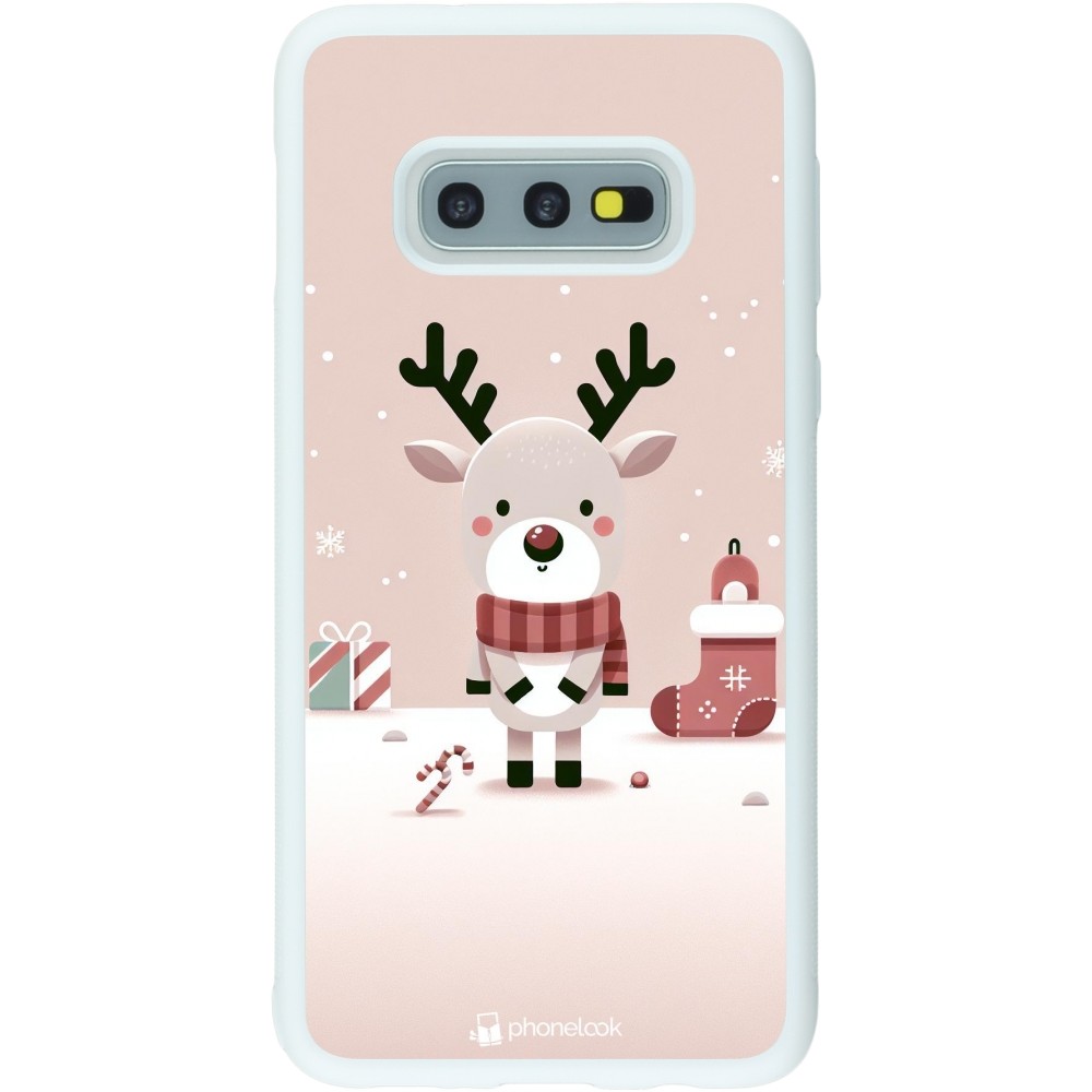 Coque Samsung Galaxy S10e - Silicone rigide blanc Noël 2023 Choupinette Renne