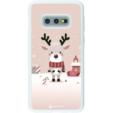 Coque Samsung Galaxy S10e - Silicone rigide blanc Noël 2023 Choupinette Renne