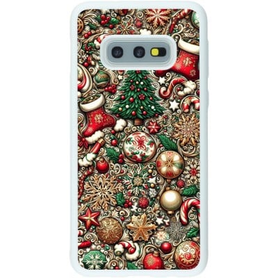 Coque Samsung Galaxy S10e - Silicone rigide blanc Noël 2023 micro pattern