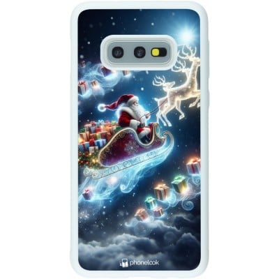 Coque Samsung Galaxy S10e - Silicone rigide blanc Noël 2023 Père Noël enchanté