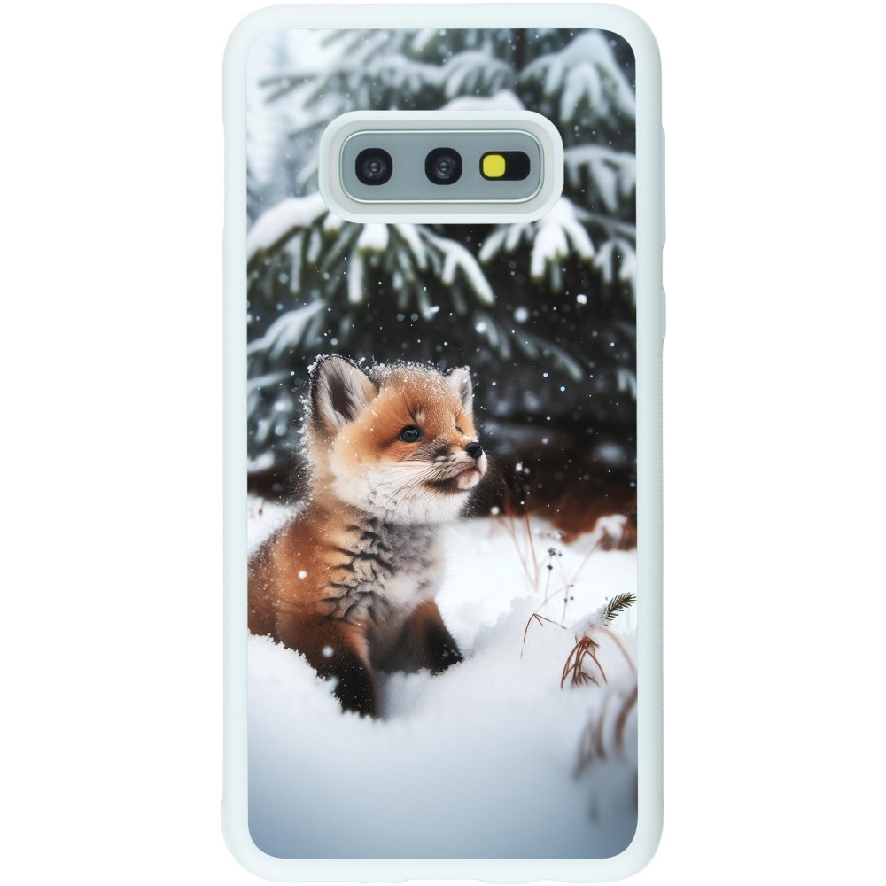 Coque Samsung Galaxy S10e - Silicone rigide blanc Noël 2023 Renardeau sapin